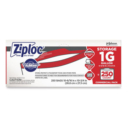 Double Zipper Storage Bags, Triple System Seal, Gallon, 1.75 mil, 10.56" x 10.75", Clear, 250/Box