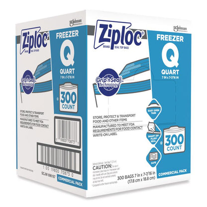 Zipper Freezer Bags, 32 oz, 2.7 mil, 7" x 7.75", Clear, 300/Carton