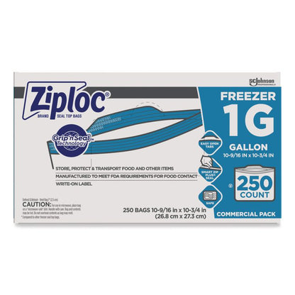 Zipper Freezer Bags, 1 gal, 2.7 mil, 10.56" x 10.75", Clear, 250/Carton