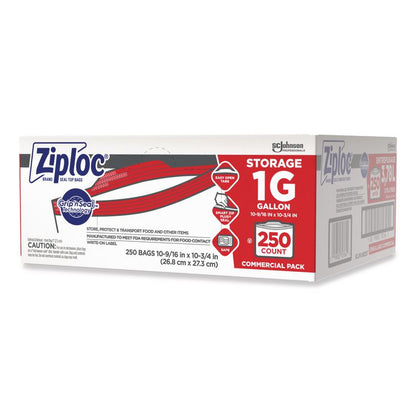 Double Zipper Storage Bags, Triple System Seal, Gallon, 1.75 mil, 10.56" x 10.75", Clear, 250/Box