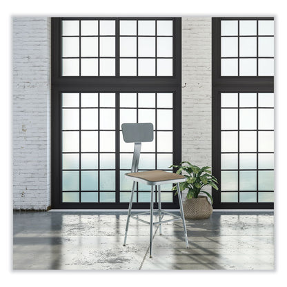 6300 Series Height Adjustable HD Square Seat Steel Stool with Back, Supports Up to 500 lb, 18"-26" Seat Height, Brown/Gray