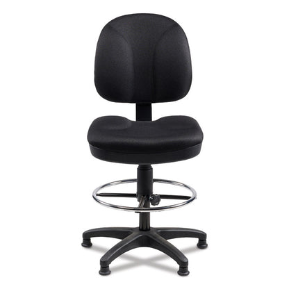 Comfort Task Stool, Supports Up to 300 lb, 24.5" to 34.5" Seat Height, Black Seat, Black Back, Black Base