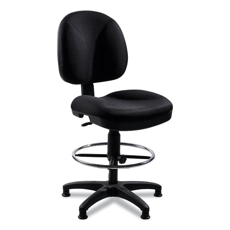 Comfort Task Stool, Supports Up to 300 lb, 24.5" to 34.5" Seat Height, Black Seat, Black Back, Black Base