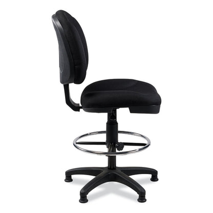 Comfort Task Stool, Supports Up to 300 lb, 24.5" to 34.5" Seat Height, Black Seat, Black Back, Black Base