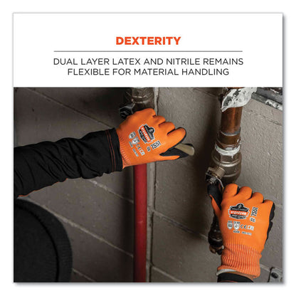 ProFlex 7551 ANSI A5 Coated Waterproof CR Gloves, EN388: 4X43E, 10" Long, Small, Orange, Pair