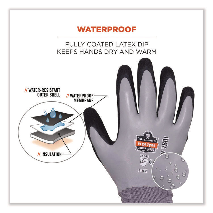 ProFlex 7501 Coated Waterproof Winter Gloves, EN388: 2131X, 11" Long, 2X-Large, Gray, Pair