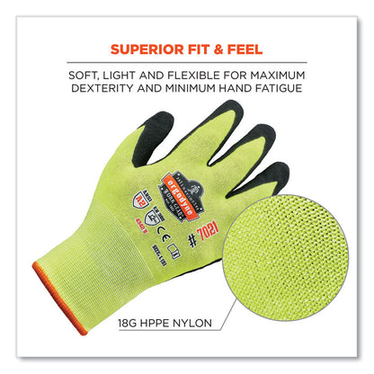 ProFlex 7021 Hi-Vis Nitrile-Coated CR Gloves, EN388: 4342B, 8.5" Long, Small, Lime, Pair