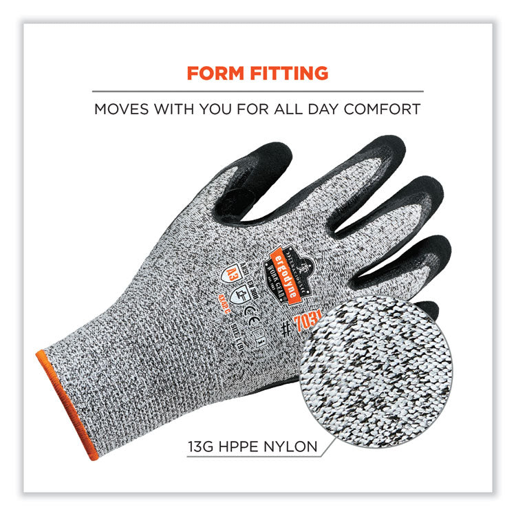 ProFlex 7031-CASE ANSI A3 Nitrile-Coated CR Gloves, EN388: 4X42C, 10" Long, X-Large, Gray, 144 Pairs/Carton