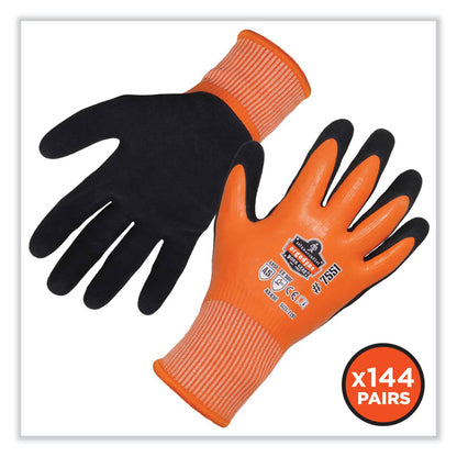 ProFlex 7551-CASE ANSI A5 Coated Waterproof CR Gloves, EN388: 4X43E, 11" Long, 2X-Large, Orange, 144 Pairs/Carton