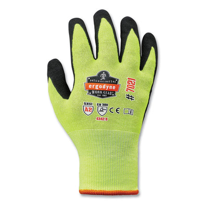 ProFlex 7021 Hi-Vis Nitrile-Coated CR Gloves, EN388: 4342B, 8.75" Long, Medium, Lime, Pair