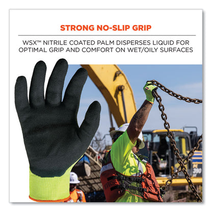 ProFlex 7021 Hi-Vis Nitrile-Coated CR Gloves, EN388: 4342B, 8.5" Long, Small, Lime, Pair