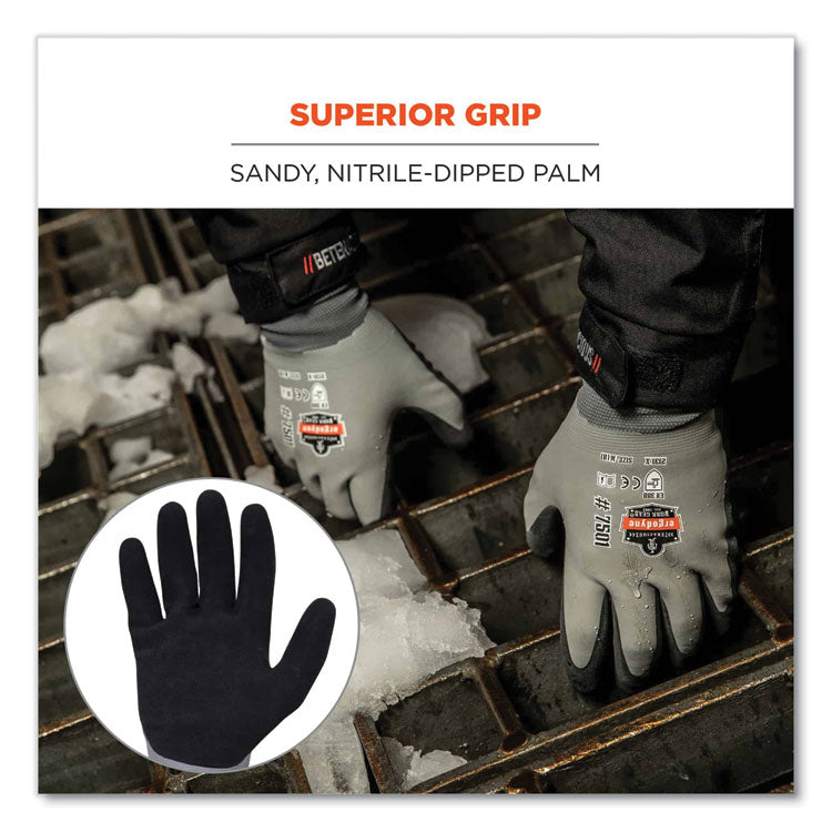 ProFlex 7501-CASE Coated Waterproof Winter Gloves, EN388: 2131X, 11" Long, X-Large, Gray, 144 Pairs/Carton