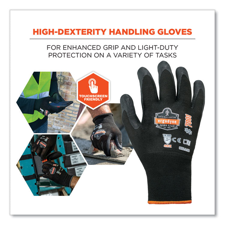 ProFlex 7001-CASE Nitrile Coated Gloves, EN388: 4121X, 8.5" Long, Medium, Black, 144 Pairs/Carton