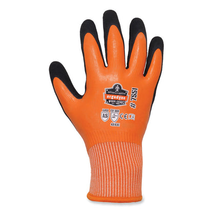 ProFlex 7551 ANSI A5 Coated Waterproof CR Gloves, EN388: 4X43E, 11" Long, 2X-Large, Orange, Pair