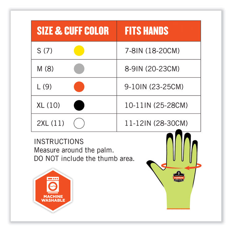 ProFlex 7021 Hi-Vis Nitrile-Coated CR Gloves, EN388: 4342B, 8.75" Long, Medium, Lime, Pair