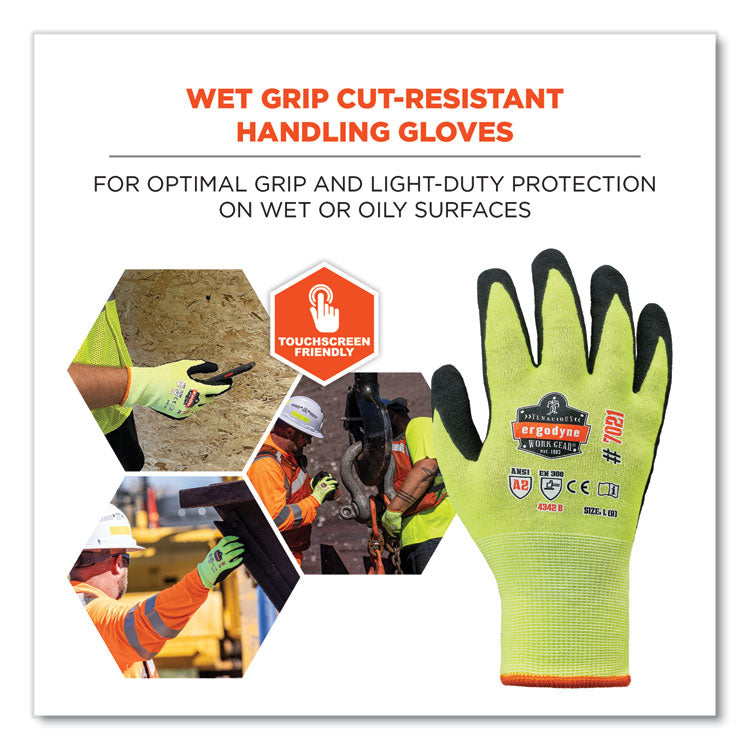 ProFlex 7021 Hi-Vis Nitrile-Coated CR Gloves, EN388: 4342B, 8.5" Long, Small, Lime, Pair