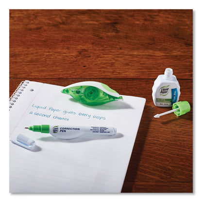 DryLine Grip Correction Tape, Non-Refillable, 0.2" x 27.92 ft, White Tape, Assorted Dispenser Colors, 2/Pack