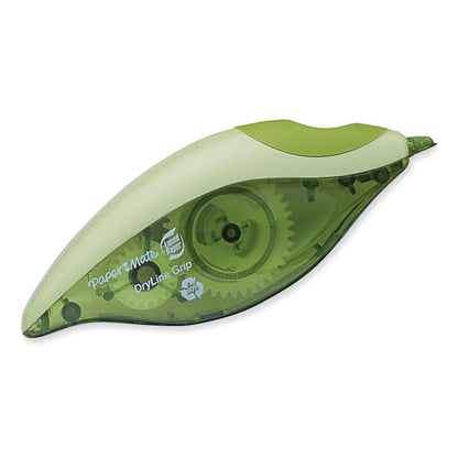 DryLine Grip Correction Tape with Recycled Dispenser, Non-Refillable, 0.2" x 27.92 ft, Translucent Green Dispenser, 2/Pack