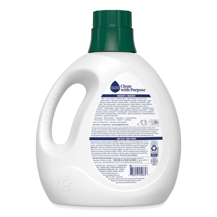 Natural Liquid Laundry Detergent, Fragrance-Free, 135 oz Bottle, 4/Carton