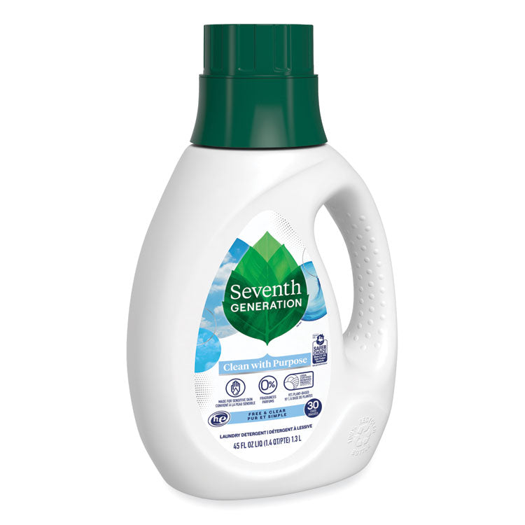 Natural Liquid Laundry Detergent, Fragrance-Free, 45 oz Bottle, 6/Carton
