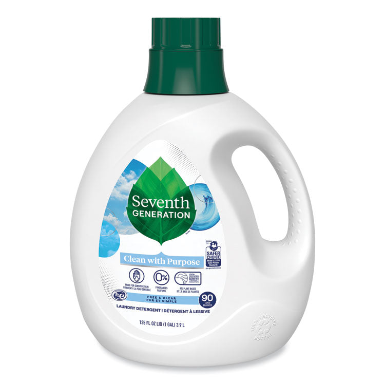 Natural Liquid Laundry Detergent, Fragrance-Free, 135 oz Bottle, 4/Carton