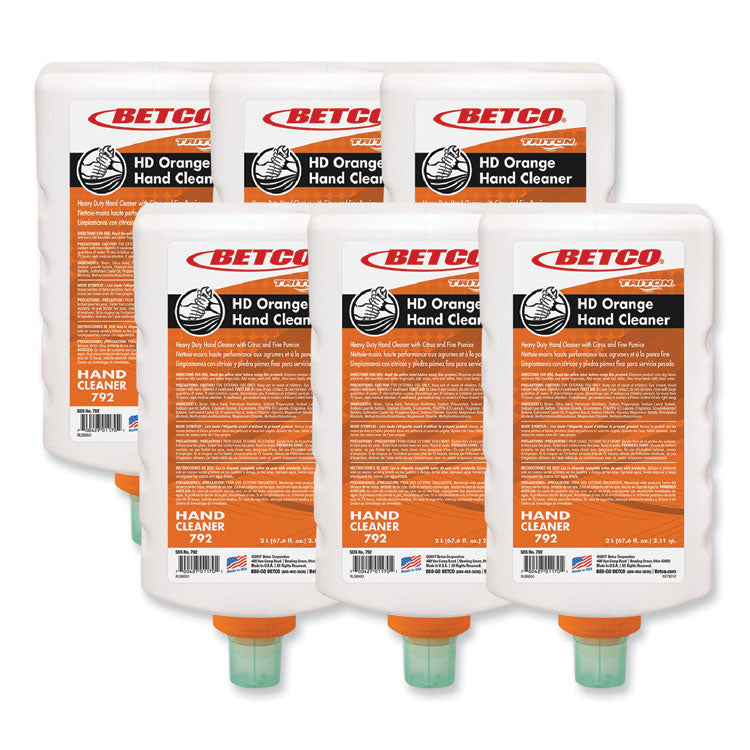 HD Orange Hand Cleaner Refill for Triton Dispensers, Citrus Zest Scent, 2 L, 6/Carton