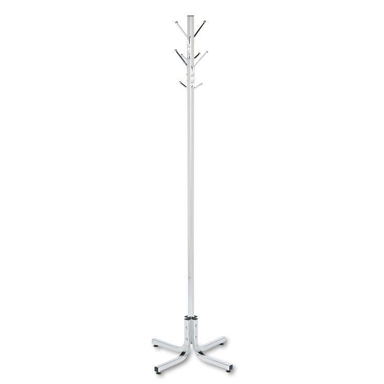 Metal Costumer, Four Ball-Tipped Double-Hooks, 21w x 21d x 70h, Chrome