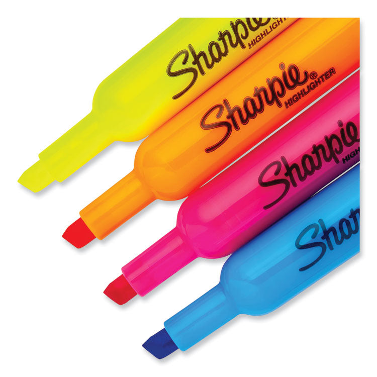 Tank Style Highlighters, Assorted Ink Colors, Chisel Tip, Assorted Barrel Colors, 6/Set