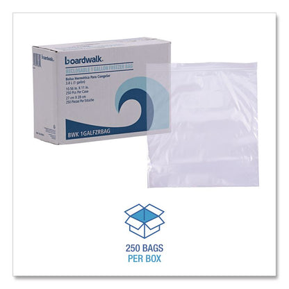 Reclosable Freezer Storage Bags, 1 gal, 2.7 mil, 10.5" x 11", Clear, 250/Box