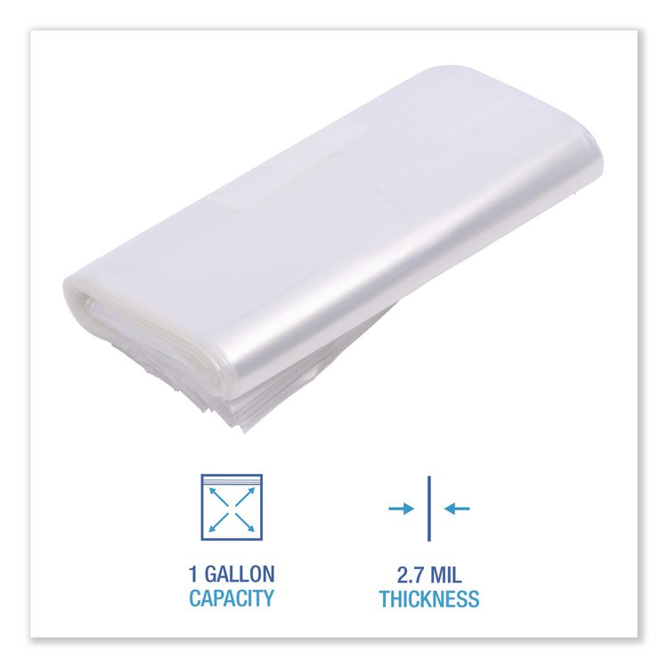 Reclosable Freezer Storage Bags, 1 gal, 2.7 mil, 10.5" x 11", Clear, 250/Box