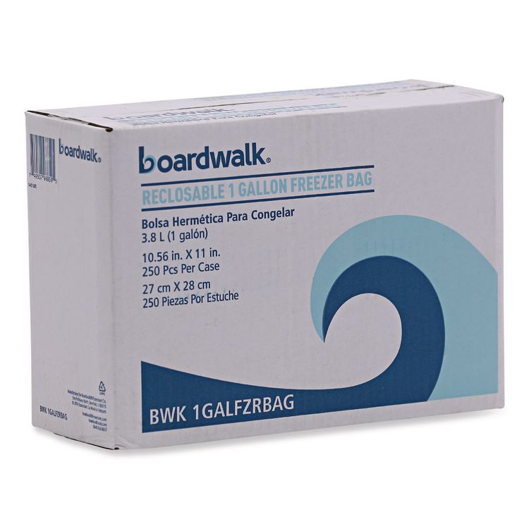 Reclosable Freezer Storage Bags, 1 gal, 2.7 mil, 10.5" x 11", Clear, 250/Box