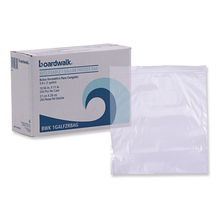 Reclosable Freezer Storage Bags, 1 gal, 2.7 mil, 10.5" x 11", Clear, 250/Box