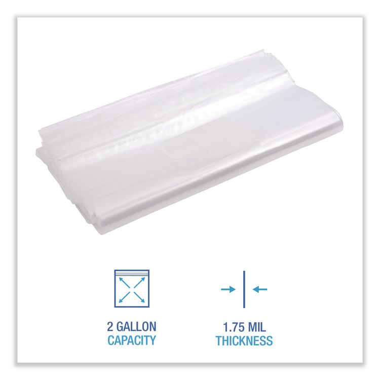 Reclosable Food Storage Bags, 2 gal, 1.75 mil, 13" x 15", Clear, 100/Box