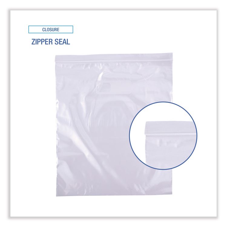 Reclosable Food Storage Bags, 2 gal, 1.75 mil, 13" x 15", Clear, 100/Box