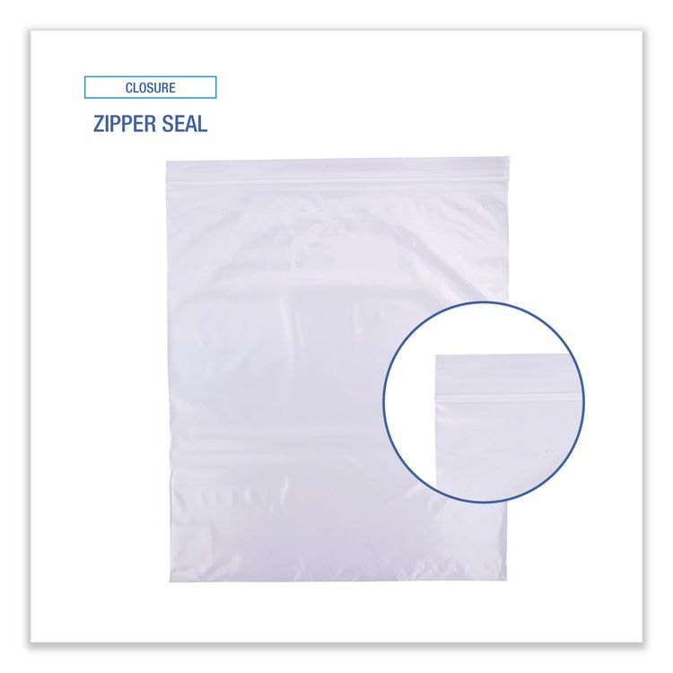 Reclosable Freezer Storage Bags, 2 gal, 2.7 mil, 13" x 15", Clear, 100/Box