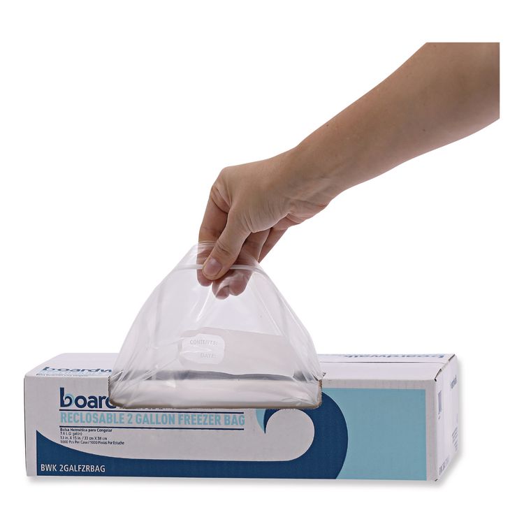 Reclosable Freezer Storage Bags, 2 gal, 2.7 mil, 13" x 15", Clear, 100/Box