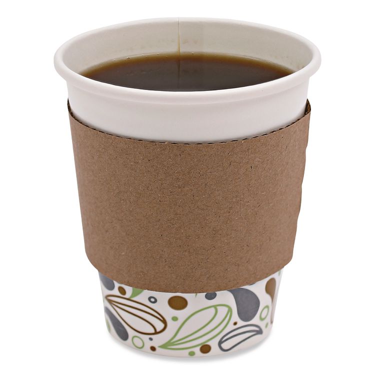 Cup Sleeves, Fits 10 oz to 20 oz Hot Cups, Kraft, 1,200/Carton
