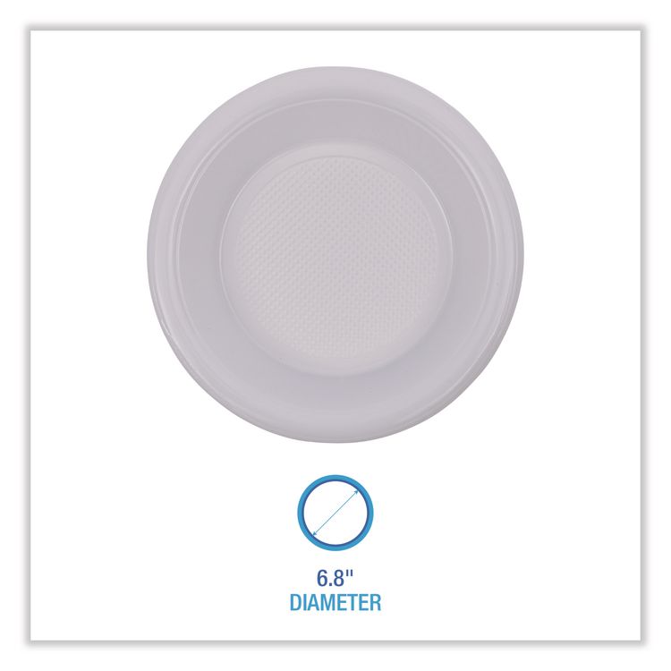 Hi-Impact Plastic Dinnerware, Bowl, 10 oz to 12 oz, White, 1,000/Carton