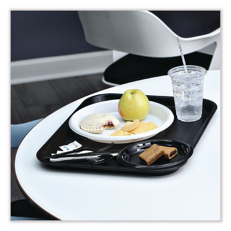 Six-Piece Cutlery Kit, Mediumweight, Fork/Knife/Napkin/Pepper/Salt/Spoon, Plastic, Black, 250/Carton