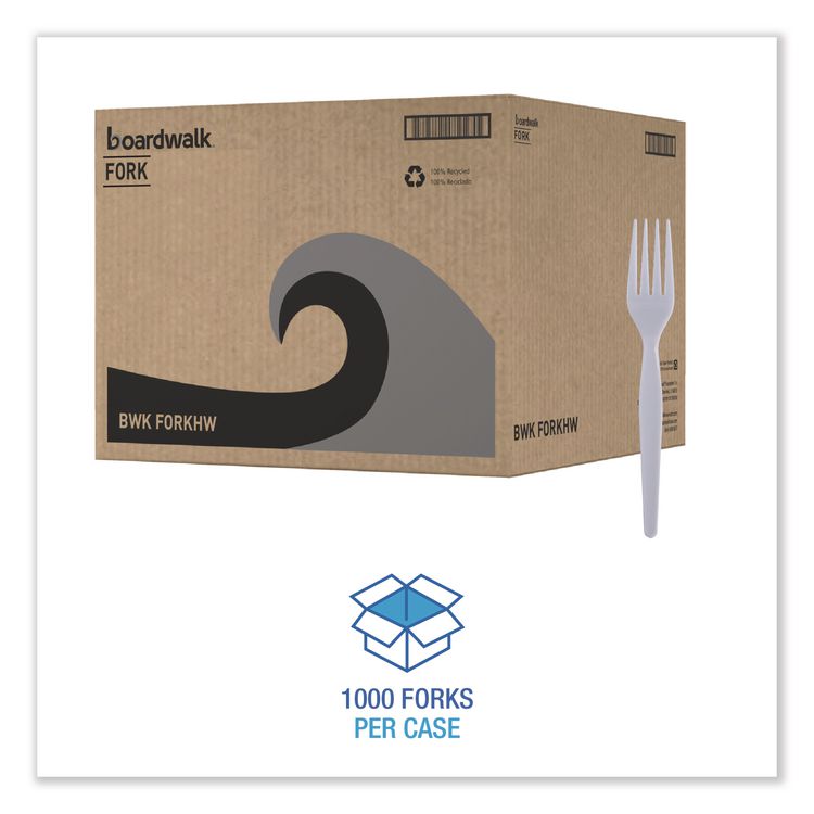 Heavyweight Polystyrene Cutlery, Fork, Plastic, White, 1,000/Carton