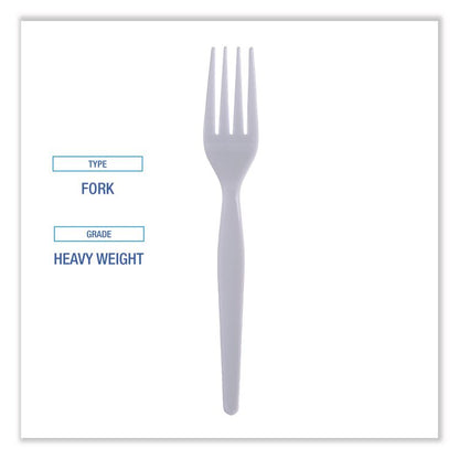 Heavyweight Polystyrene Cutlery, Fork, Plastic, White, 1,000/Carton