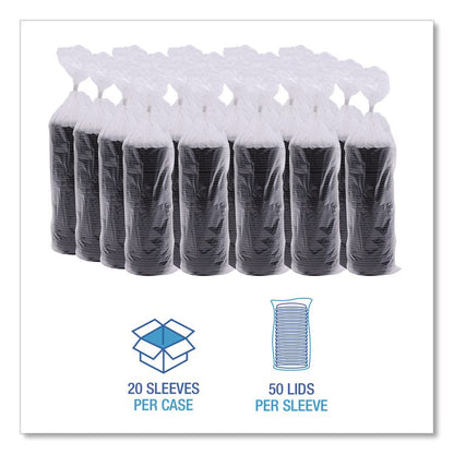 Hot Cup Lids, Fits 8 oz Hot Cup, Plastic, Black, 1,000/Carton