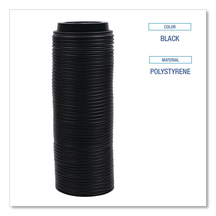 Hot Cup Lids, Fits 8 oz Hot Cup, Plastic, Black, 1,000/Carton