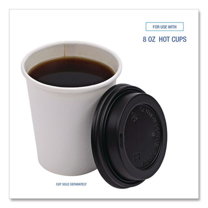 Hot Cup Lids, Fits 8 oz Hot Cup, Plastic, Black, 1,000/Carton