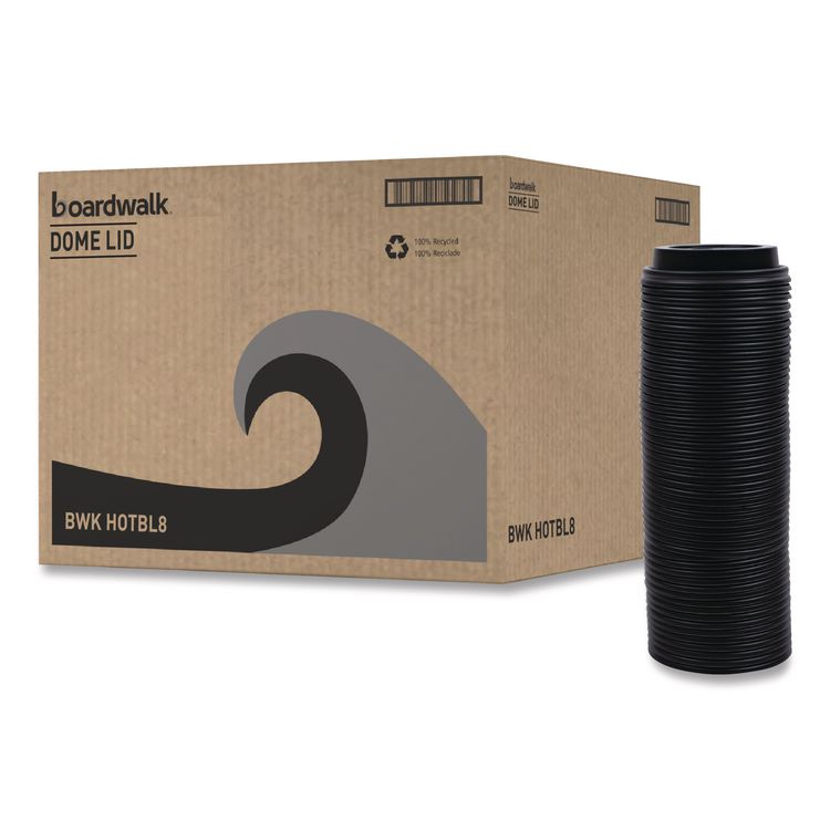 Hot Cup Lids, Fits 8 oz Hot Cup, Plastic, Black, 1,000/Carton