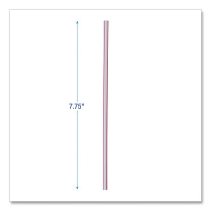 Wrapped Jumbo Straws, 7.75", Plastic, White/Red Stripe, 400/Pack, 25 Packs/Carton