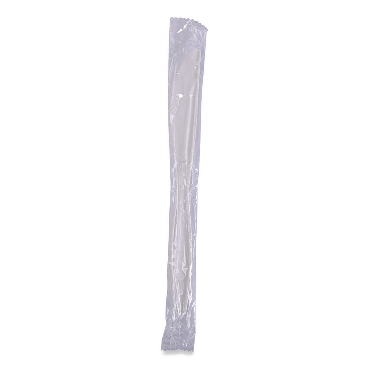 Heavyweight Wrapped Polypropylene Cutlery, Knife, Plastic, White, 1,000/Carton