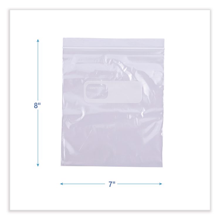 Reclosable Food Storage Bags, Quart, 1.75 mil, 7" x 8", Clear, 500/Box