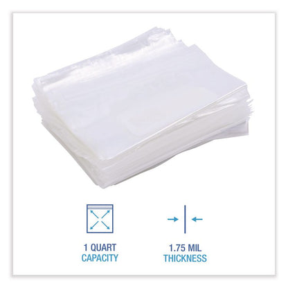 Reclosable Food Storage Bags, Quart, 1.75 mil, 7" x 8", Clear, 500/Box