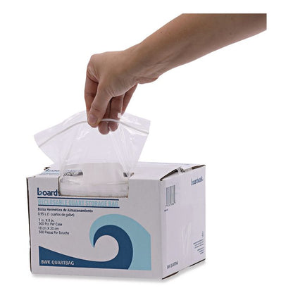 Reclosable Food Storage Bags, Quart, 1.75 mil, 7" x 8", Clear, 500/Box